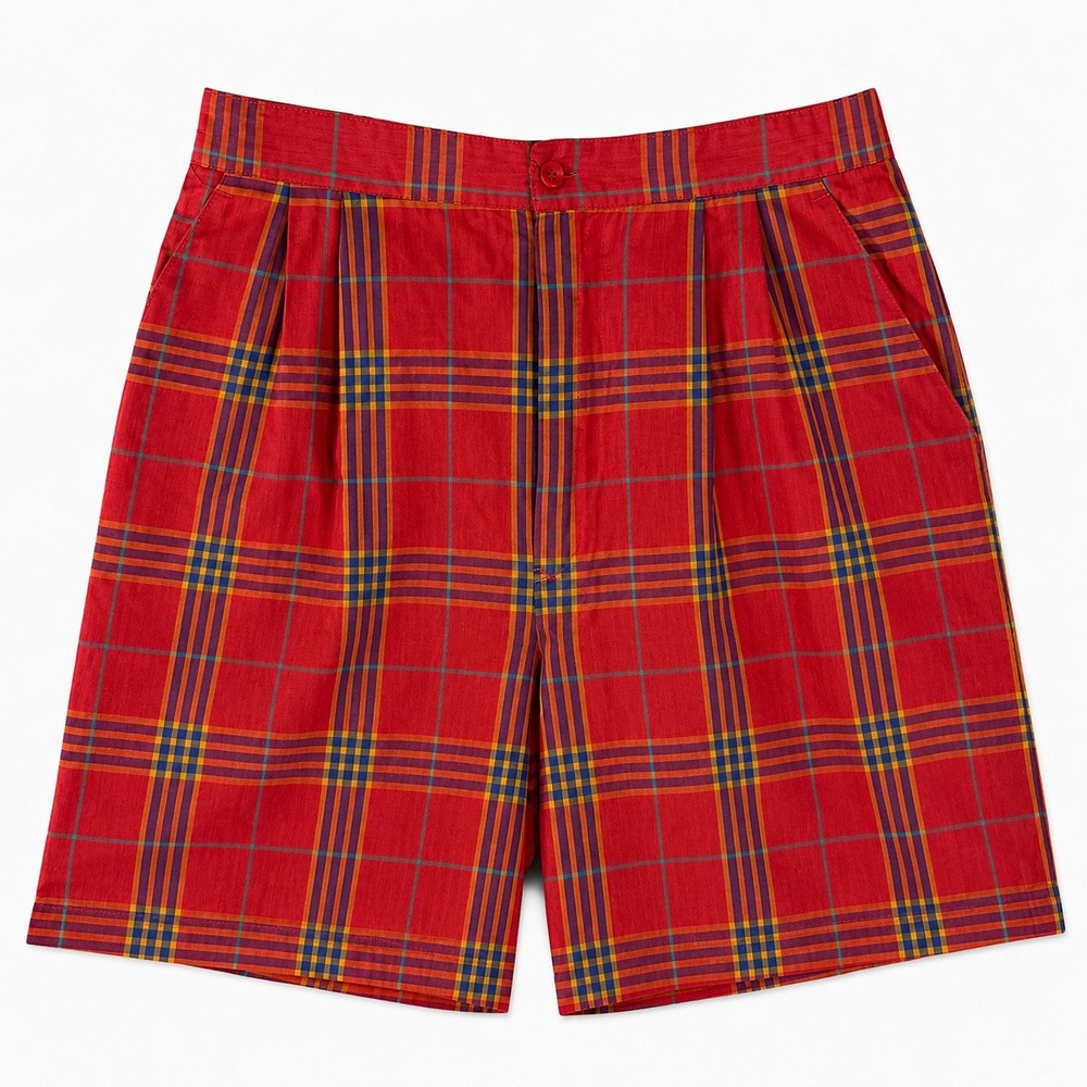 Vtg 90s Red Plaid High Waisted Shorts Punk Rock Goth Dark Academia Gilmore Girls